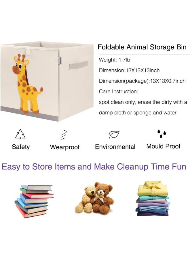 CLCROBD Foldable Animal Cube Storage Bins Fabric Toy Box/Chest/Organizer for Kids Nursery, 13 inch (Elegant Giraffe) - Image 3